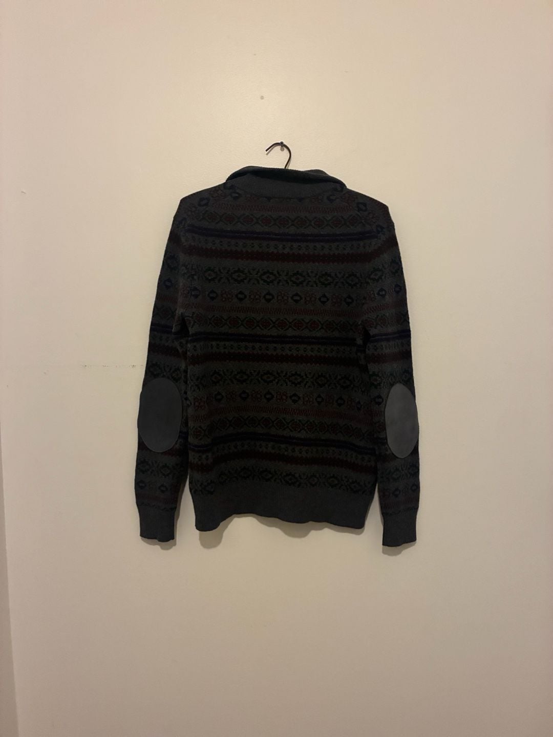 Polo Ralph Lauren Quarter Zip Fair Isle Sweater Size M Gray Wool Cashmere 6