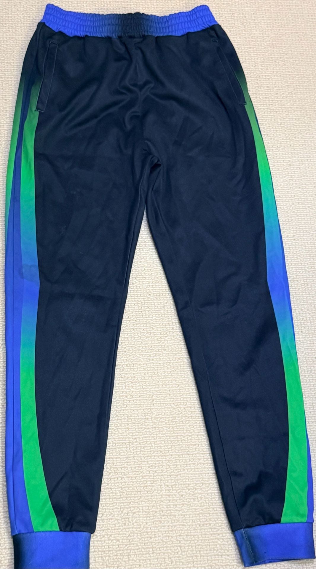 Custom Navy Blue Gradient Insulated Track Pants with Side Stripes 2
