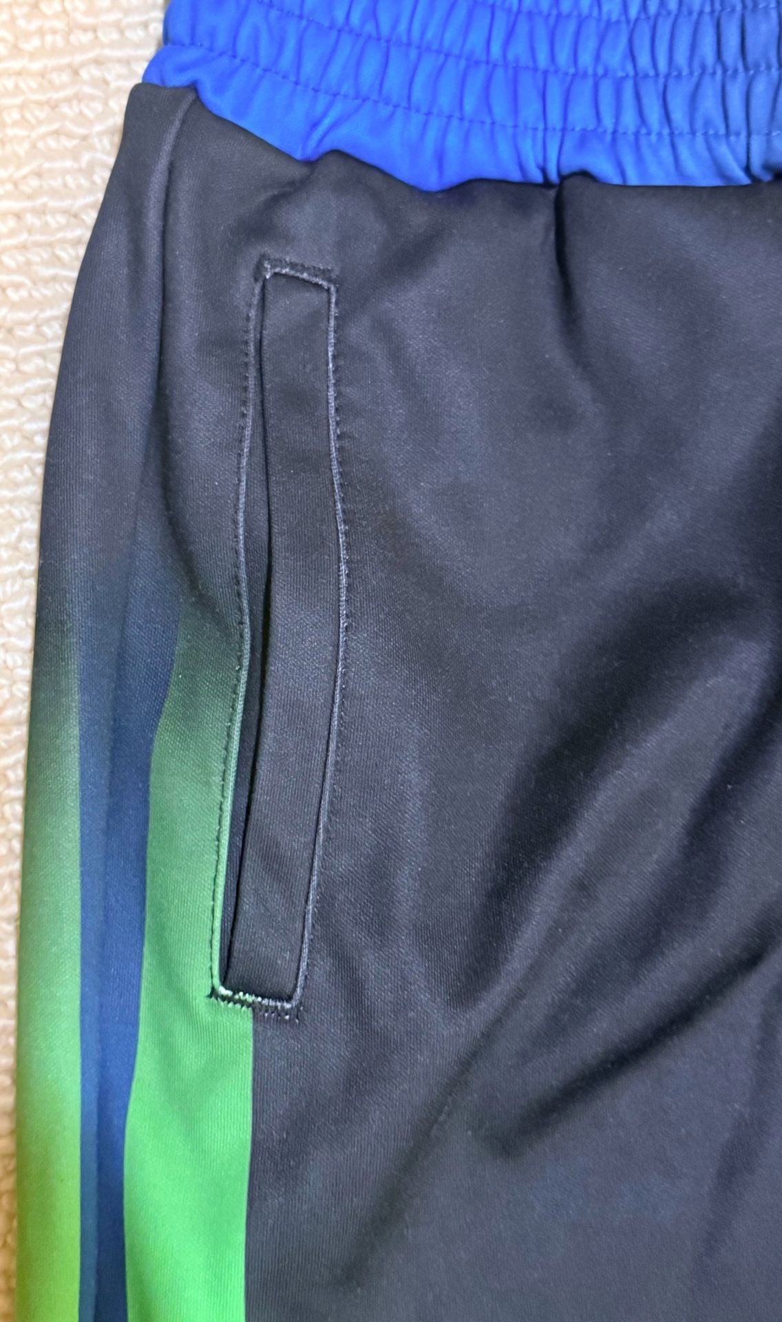 Custom Navy Blue Gradient Insulated Track Pants with Side Stripes 3