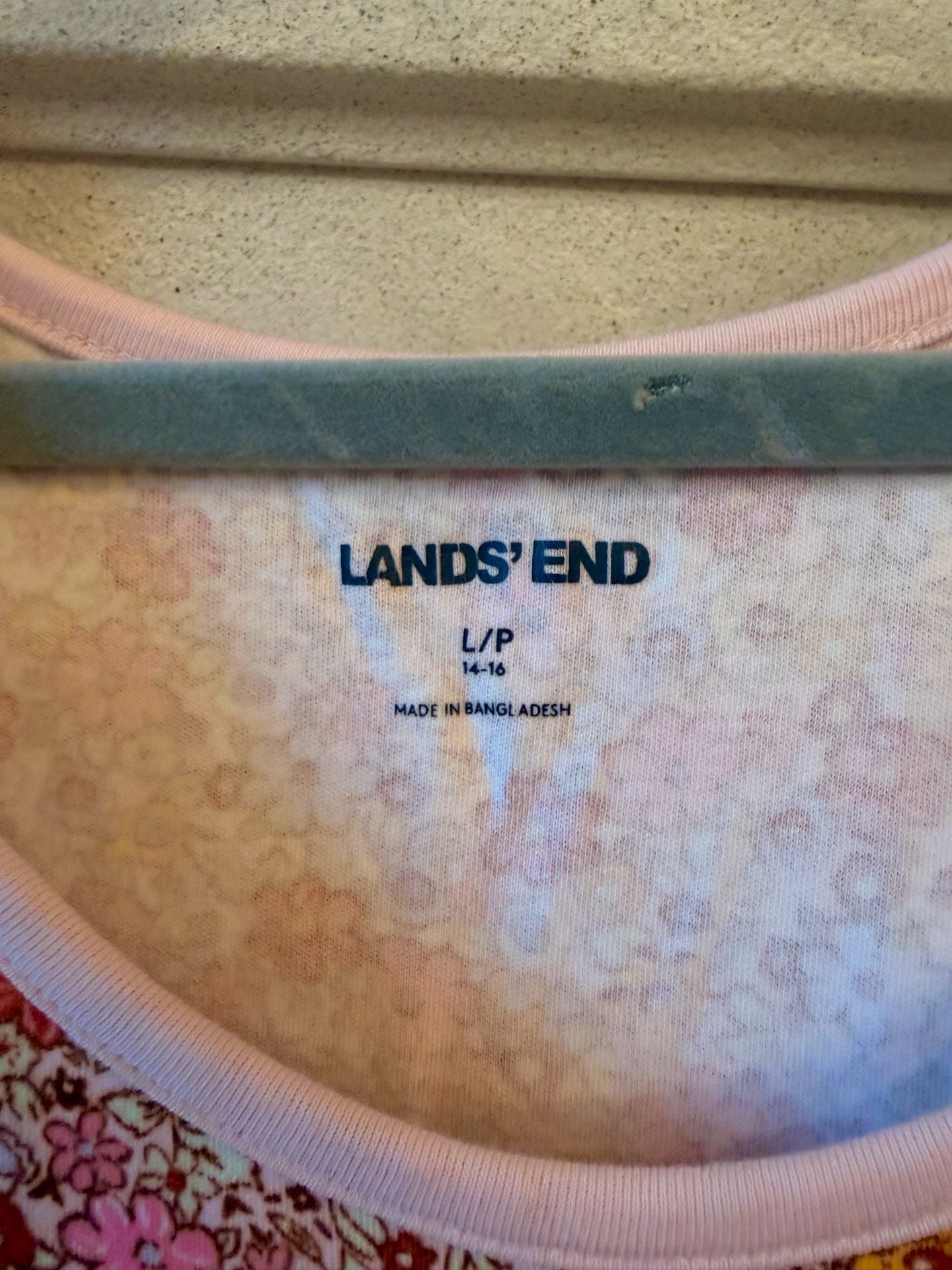 Lands' End Tank Top Size L/P 14-16 Pink Floral Sleeveless 4