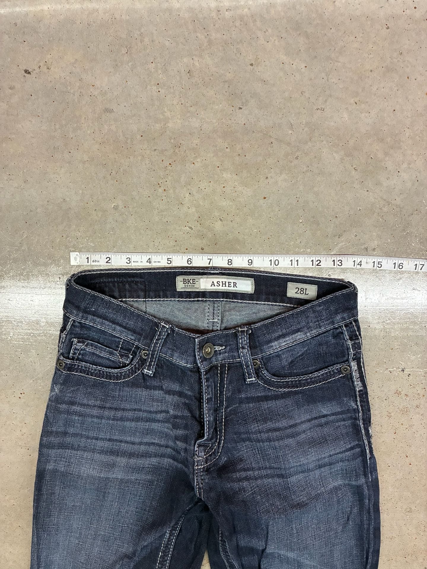BKE Asher Straight Stretch Jean Size 28L Dark Wash Denim Pants 7