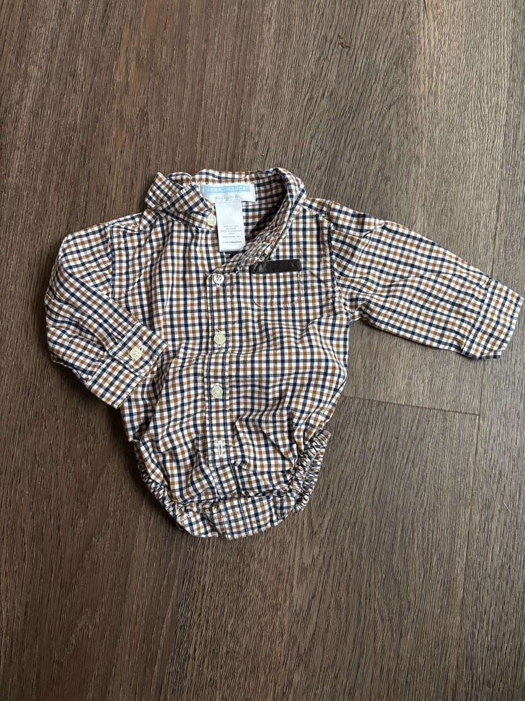 Janie and Jack Plaid Button Down Romper 0 to 3 Months 2
