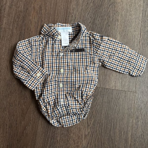 Janie and Jack Plaid Button Down Romper 0 to 3 Months