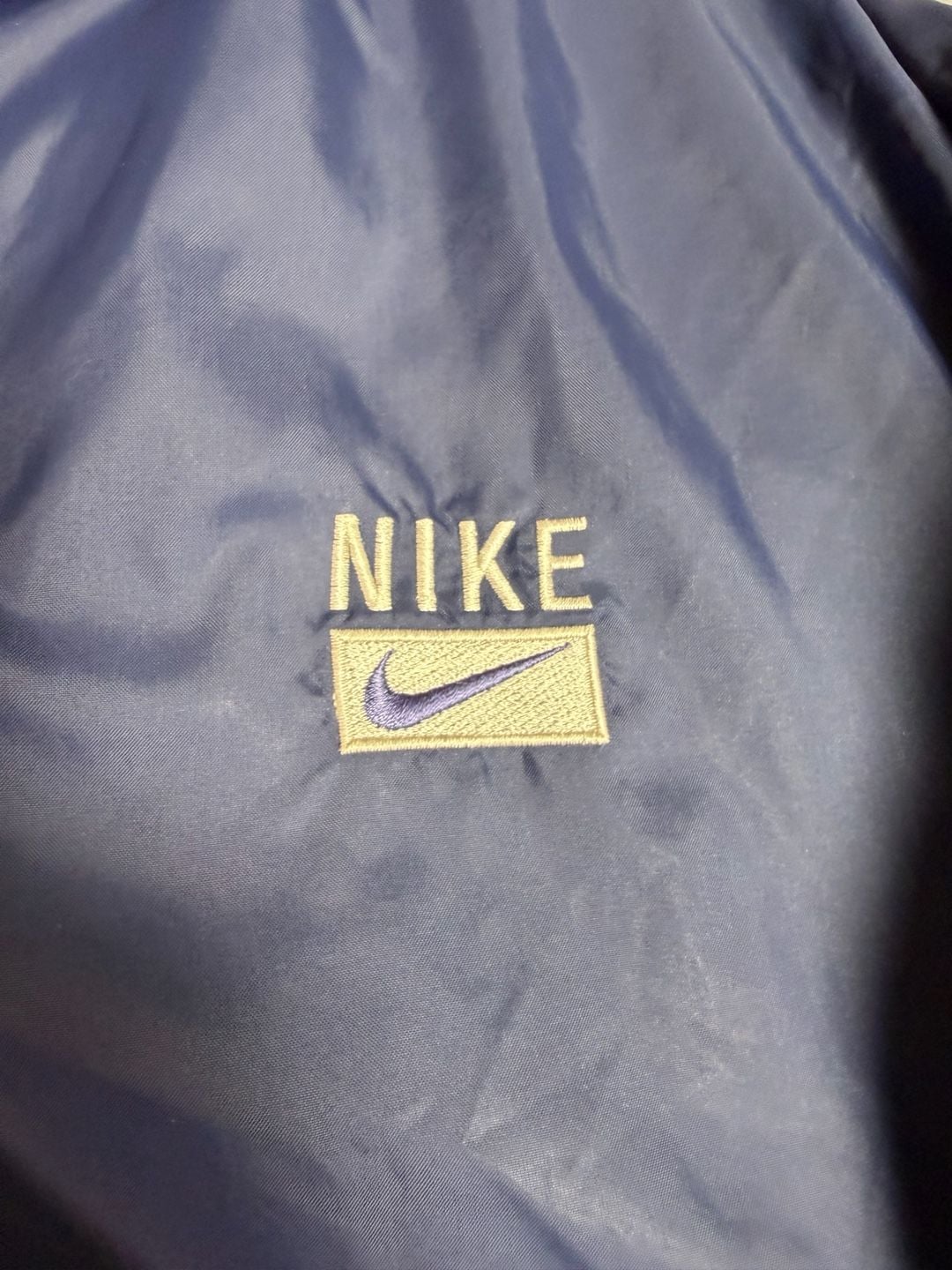 Vintage 90s Nike Windbreaker Jacket Blue Snap Front Embroidered Swoosh M 3