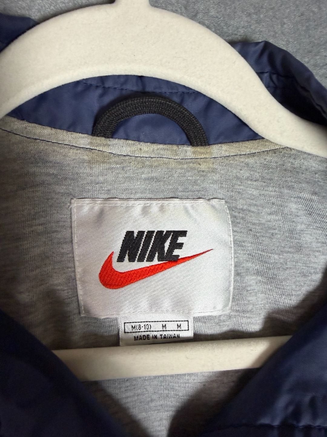 Vintage 90s Nike Windbreaker Jacket Blue Snap Front Embroidered Swoosh M 6