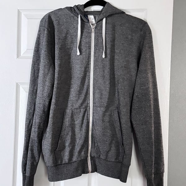 H&M Grey Full-Zip Hoodie Size M Triblend Fleece Sweatshirt