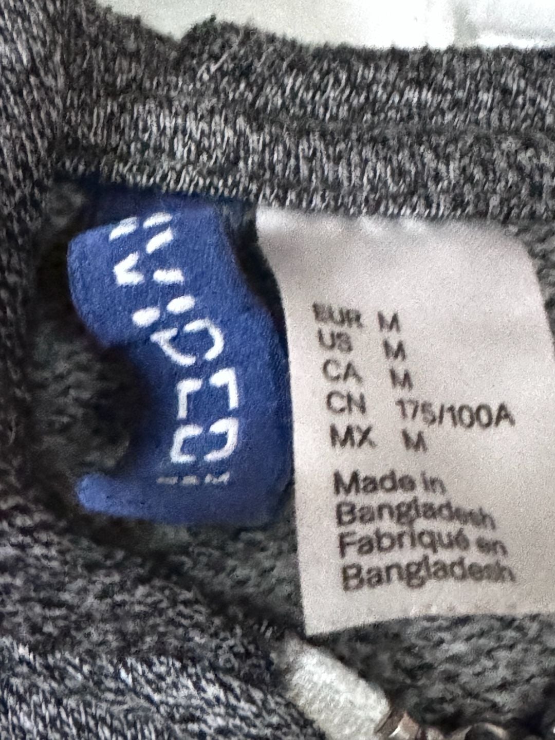 H&M Grey Full-Zip Hoodie Size M Triblend Fleece Sweatshirt 4