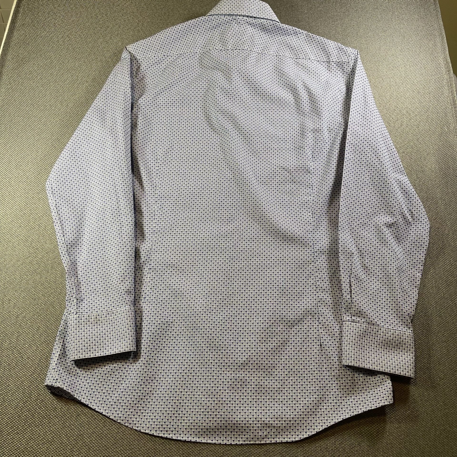 Charles Tyrwhitt Dress Shirt Size 15.5/33 Blue Check Non Iron Extra Slim Fit 7