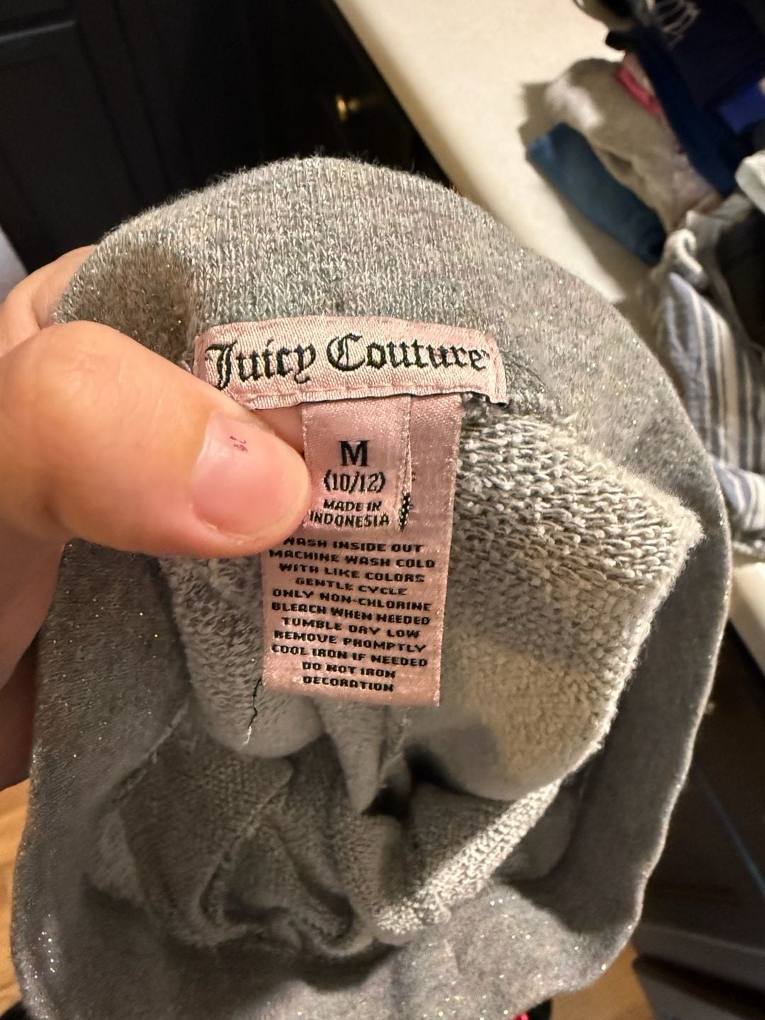 Juicy Couture Sweatpants Size M 10/12 Grey Sparkle Heart Pockets 3