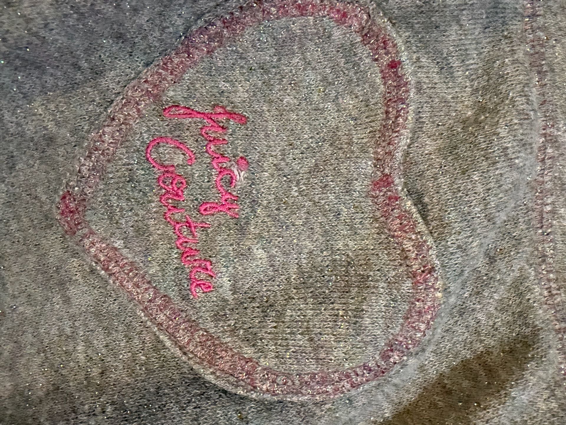 Juicy Couture Sweatpants Size M 10/12 Grey Sparkle Heart Pockets 5