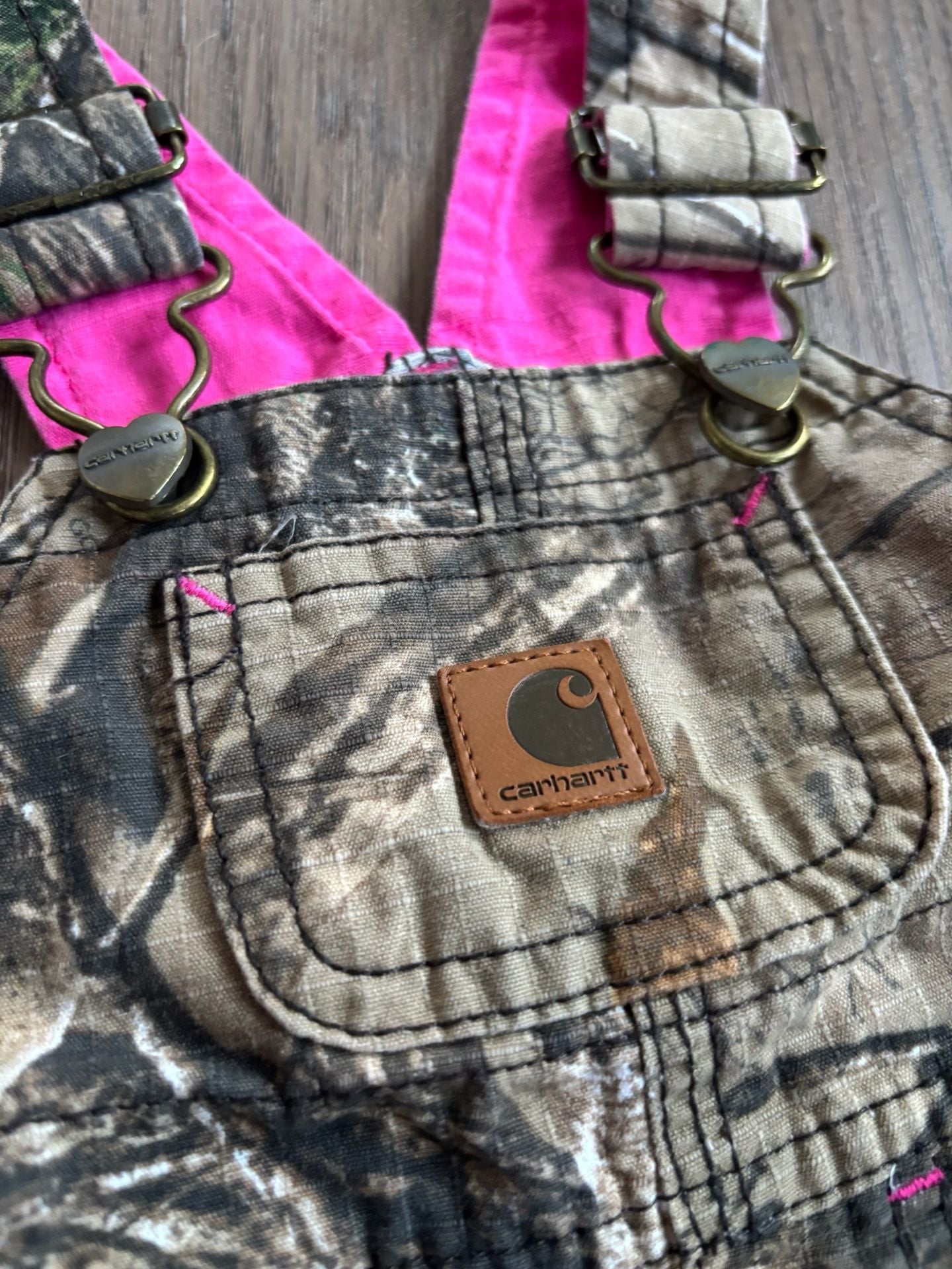 Carhartt Kids RealTree Camo Overalls Size 3m Pink Heart T-Shirt Set 4