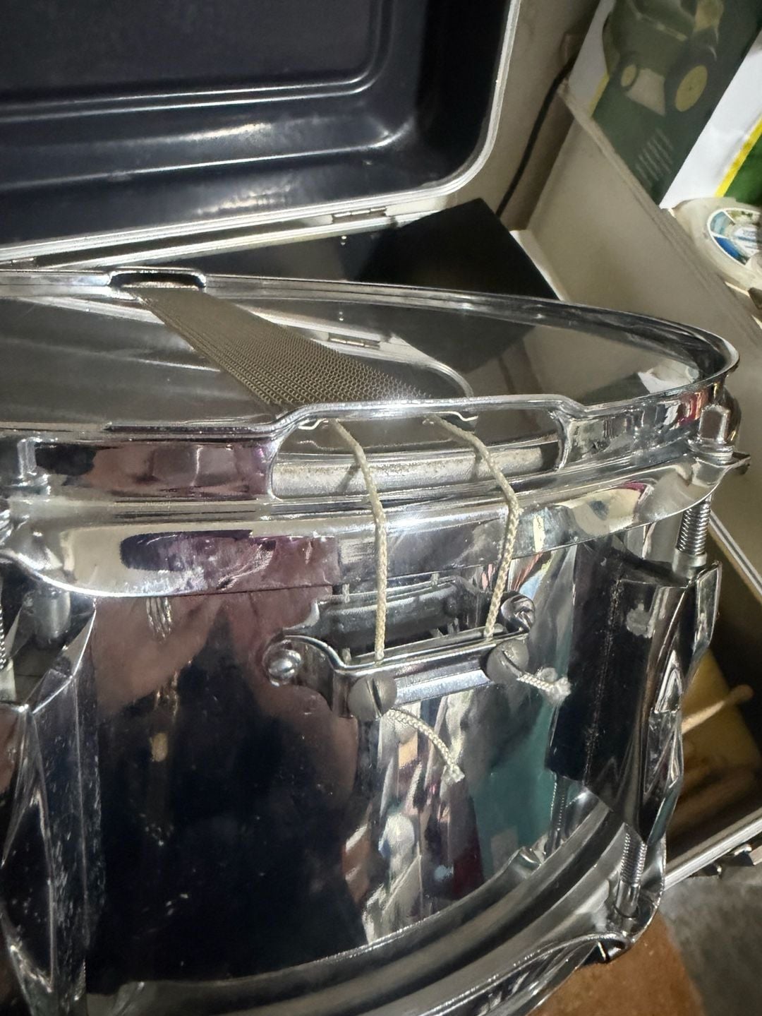 Premier Snare Drum 14 Vintage Metal With Case And Sticks 12