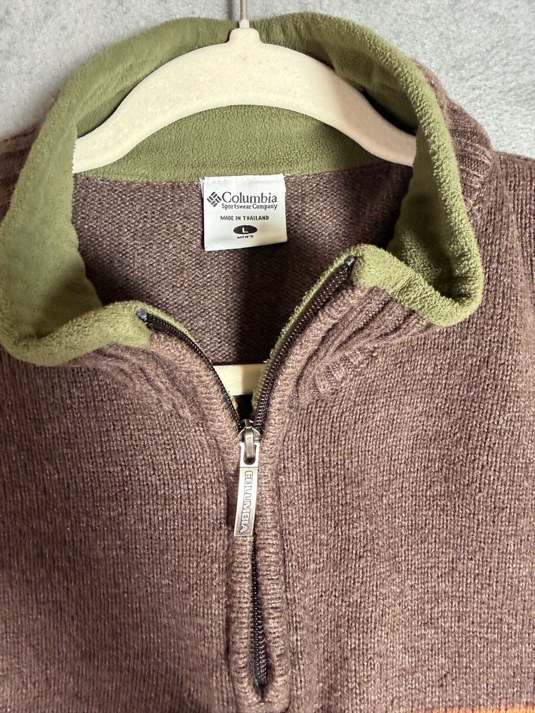 Columbia Sportswear Company Half Zip Sweater Size L Brown Striped Knit 3