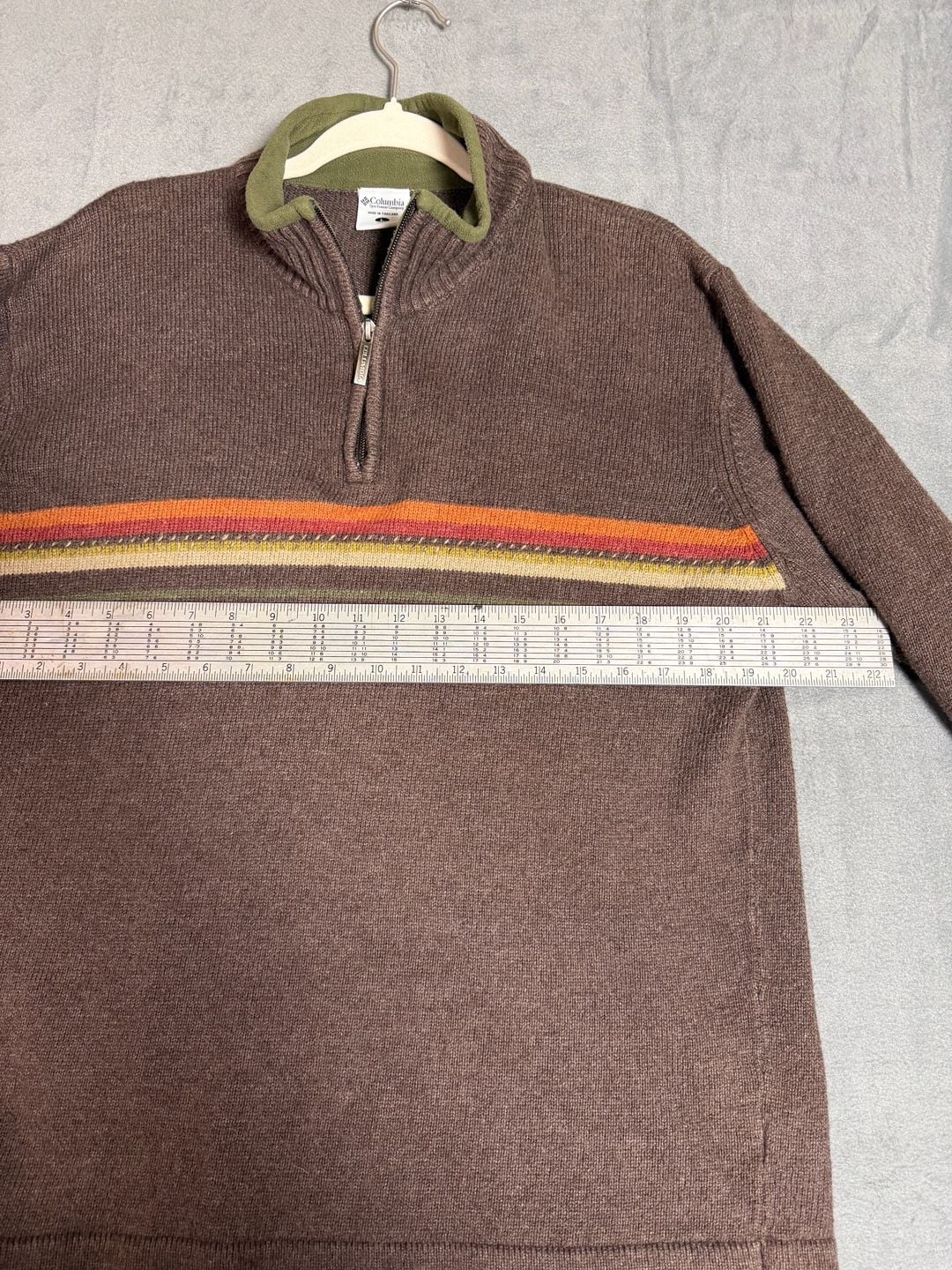 Columbia Sportswear Company Half Zip Sweater Size L Brown Striped Knit 4