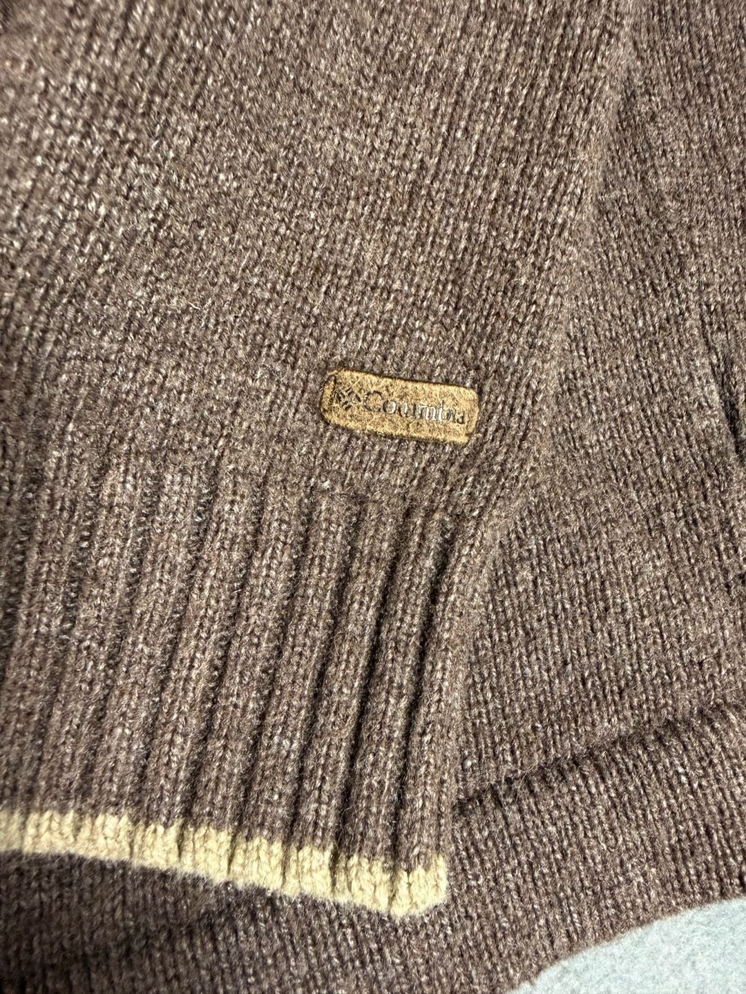 Columbia Sportswear Company Half Zip Sweater Size L Brown Striped Knit 6