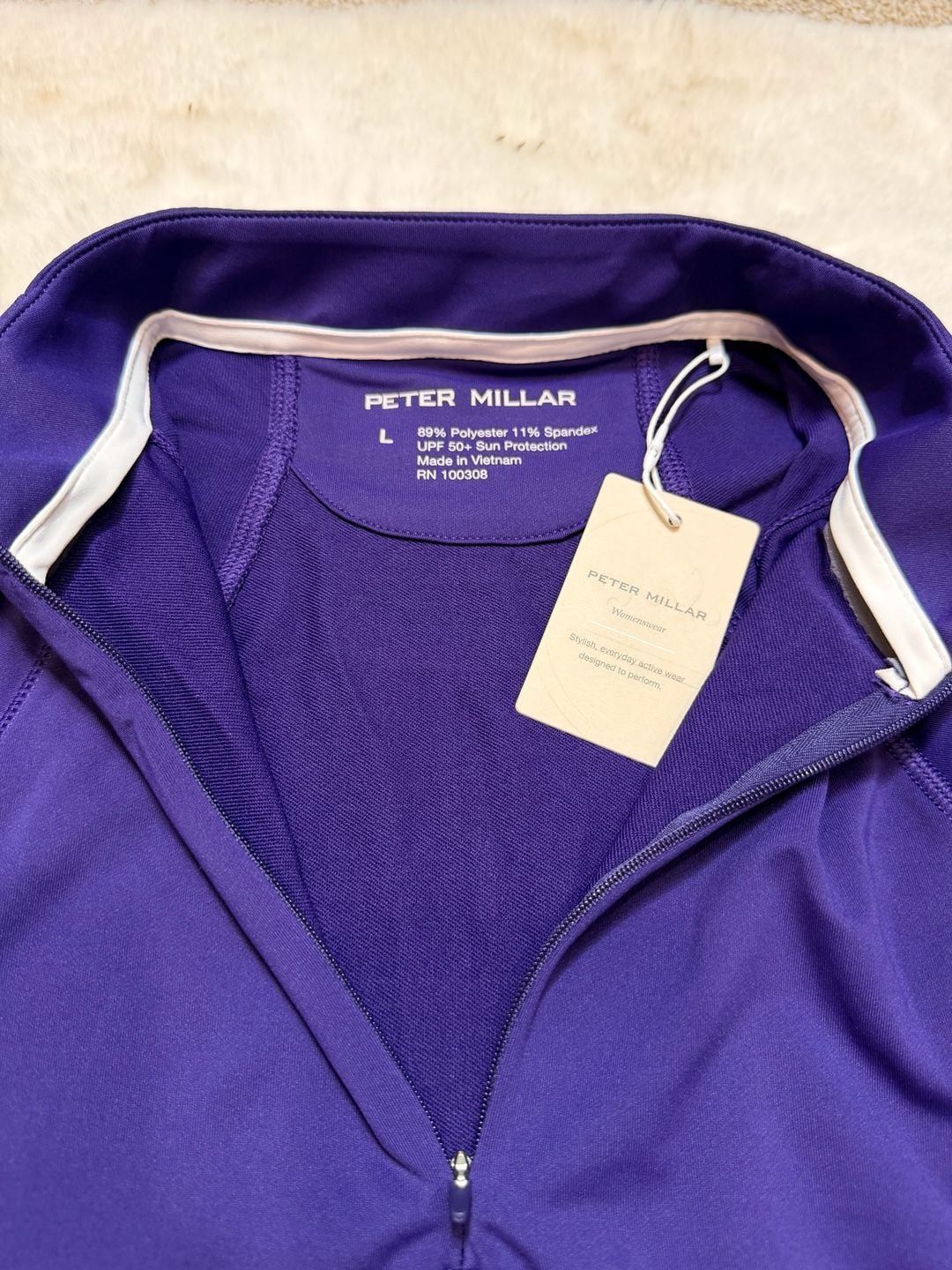 Peter Millar 3M Open Full Zip Pullover Size L Purple 5