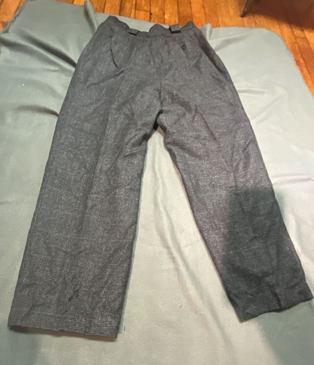 Georgio Santangelo Merino Wool Pants Size 10 Grey Plaid High Waisted Trousers 7
