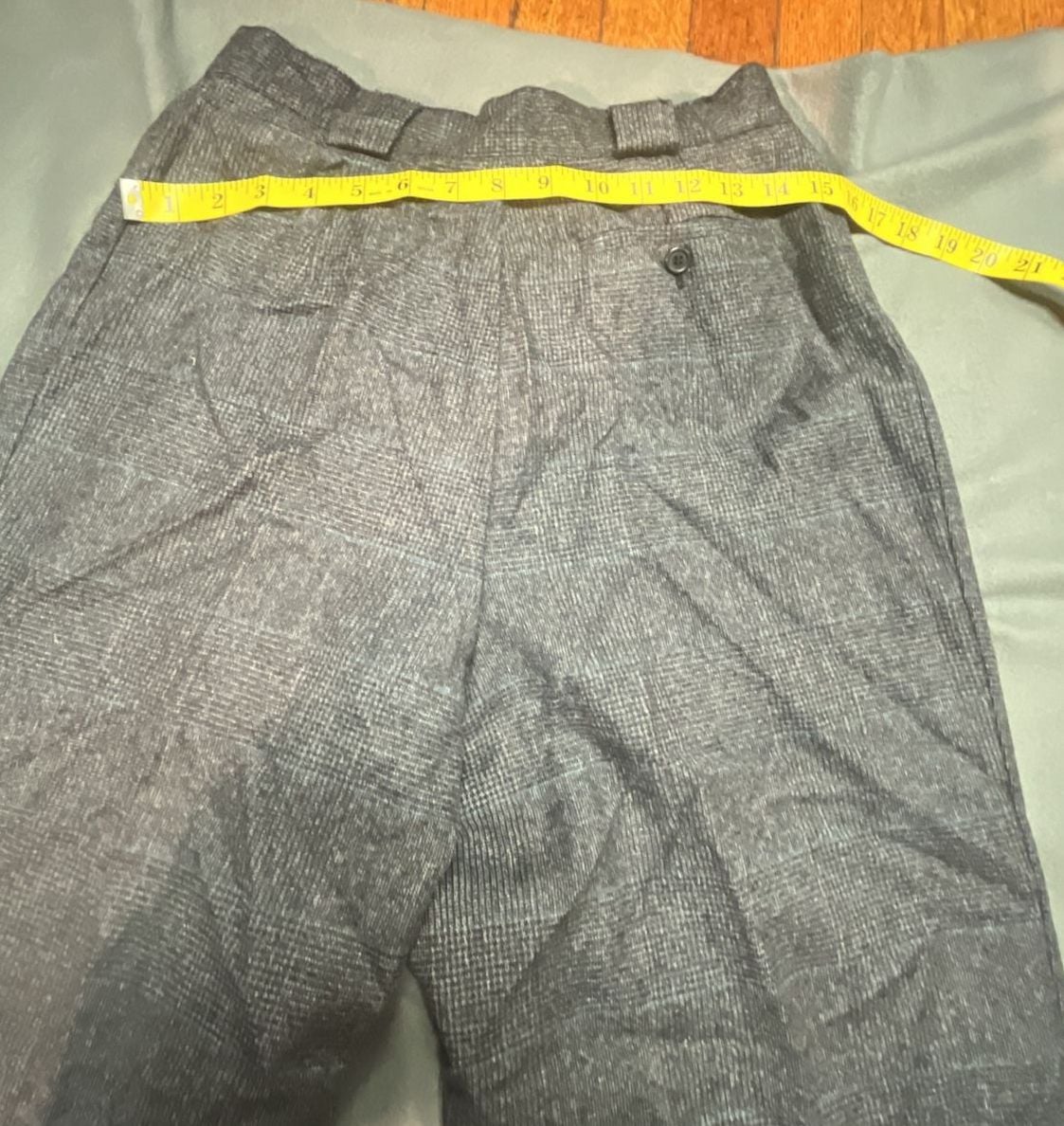 Georgio Santangelo Merino Wool Pants Size 10 Grey Plaid High Waisted Trousers 8