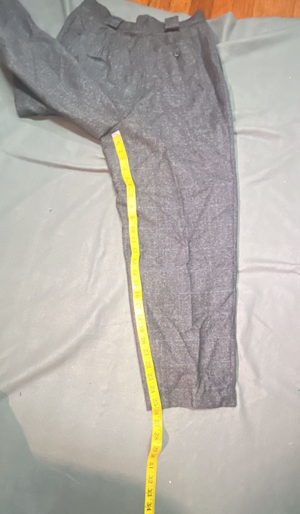 Georgio Santangelo Merino Wool Pants Size 10 Grey Plaid High Waisted Trousers 10