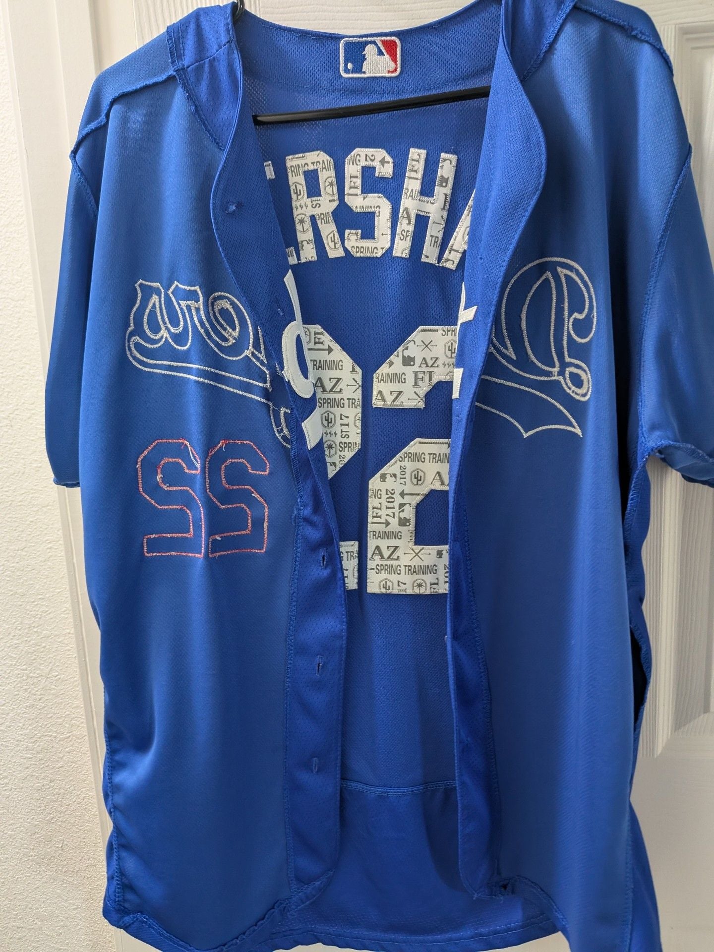 Majestic Los Angeles Dodgers Clayton Kershaw 22 Spring Training Jersey 10