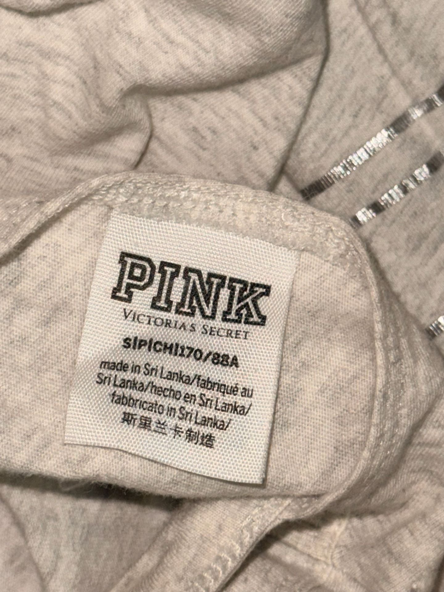 PINK Victoria's Secret Long Sleeve Graphic Tee Size 88A Gray Marble Print 7