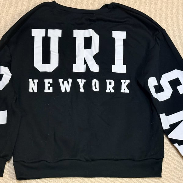 URI New York Black Sweatshirt with White Lettering and Sleeve Graphics