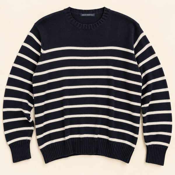 Brandy Melville Navy Cream Striped Oversized Knit Sweater Coastal Preppy