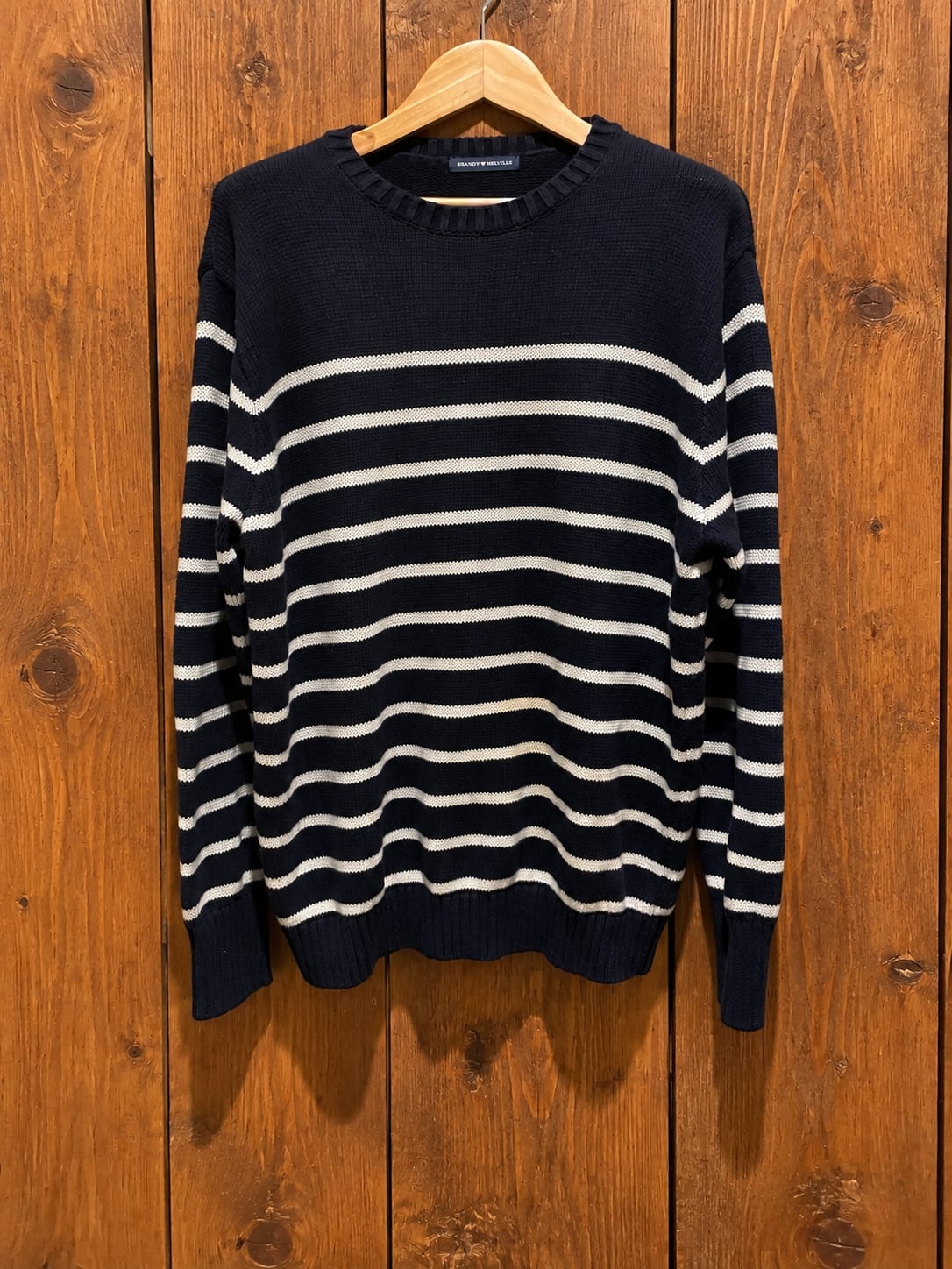Brandy Melville Navy Cream Striped Oversized Knit Sweater Coastal Preppy 4