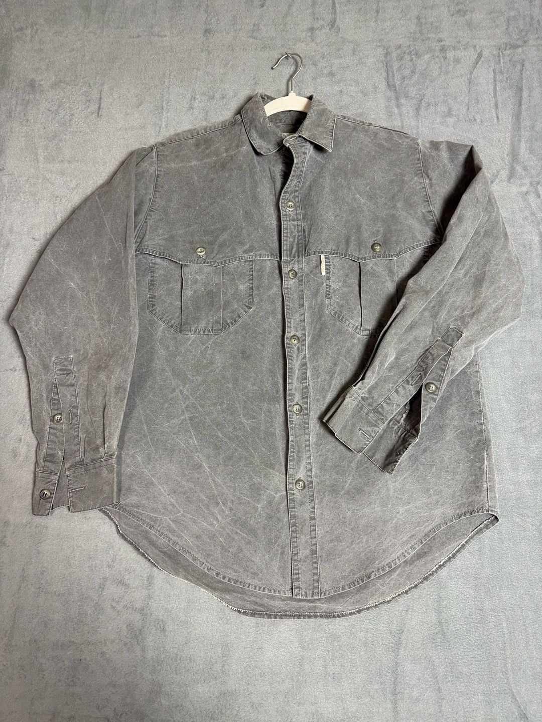 Vintage Outback Trading Co Shirt Mens 40 M Gray Distressed Western Workwear 2
