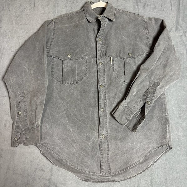 Vintage Outback Trading Co Shirt Mens 40 M Gray Distressed Western Workwear