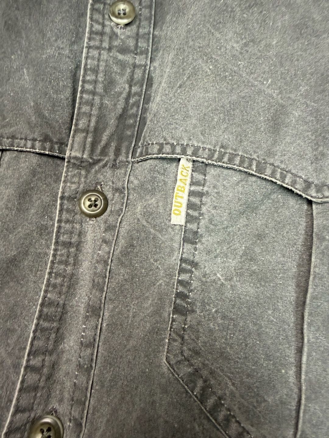 Vintage Outback Trading Co Shirt Mens 40 M Gray Distressed Western Workwear 3