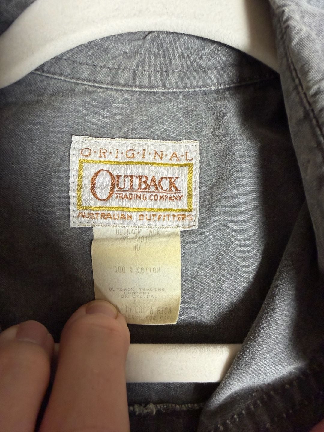 Vintage Outback Trading Co Shirt Mens 40 M Gray Distressed Western Workwear 4