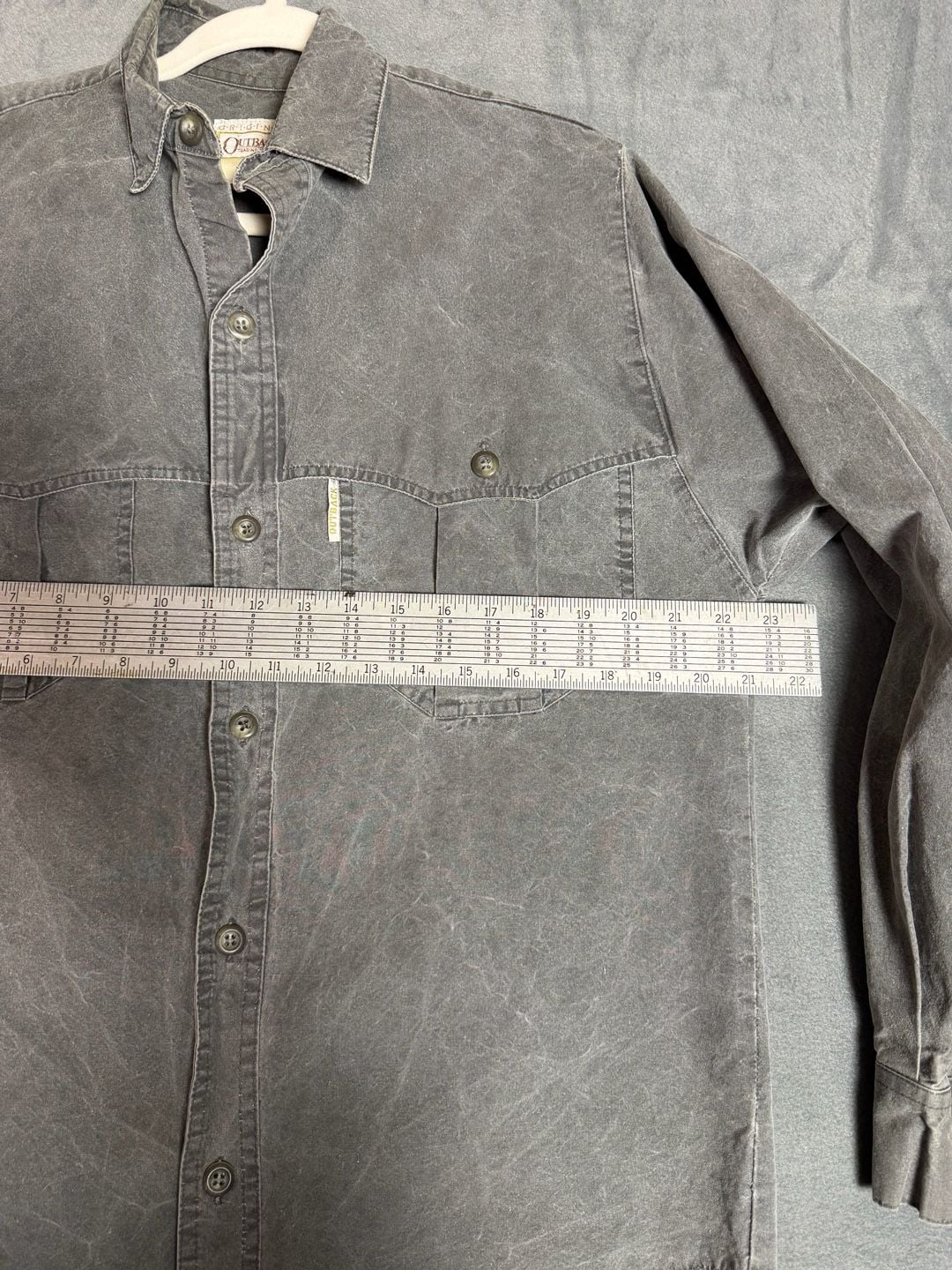 Vintage Outback Trading Co Shirt Mens 40 M Gray Distressed Western Workwear 5