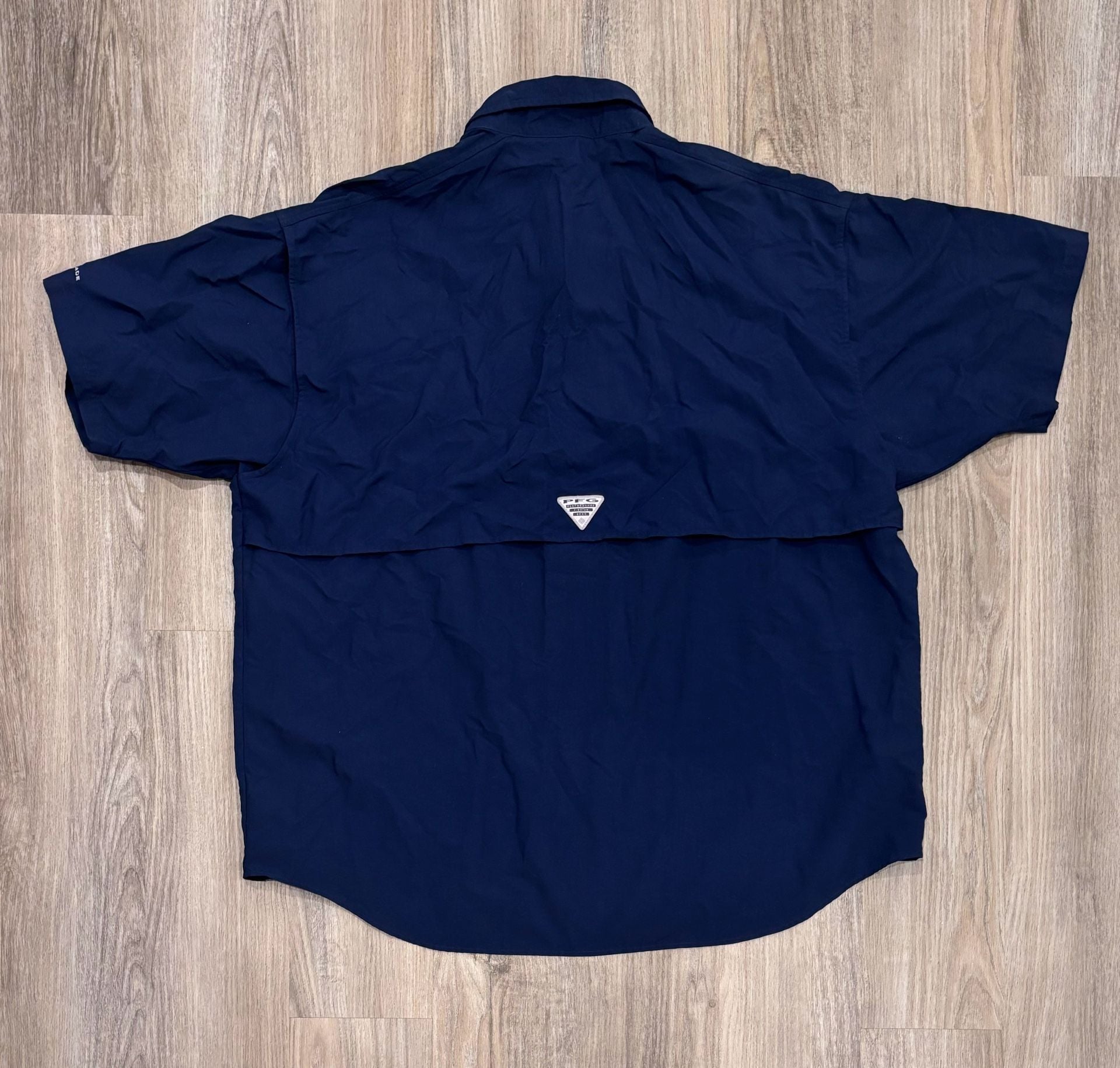 Columbia PFG Bonehead Fishing Shirt Mens 2X Navy Blue Short Sleeve Vented 3