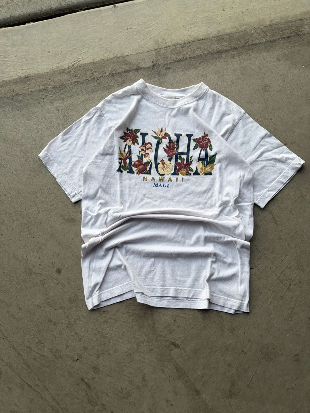 CH Gold Series Aloha Hawaii Maui T-Shirt Size M White Floral 1