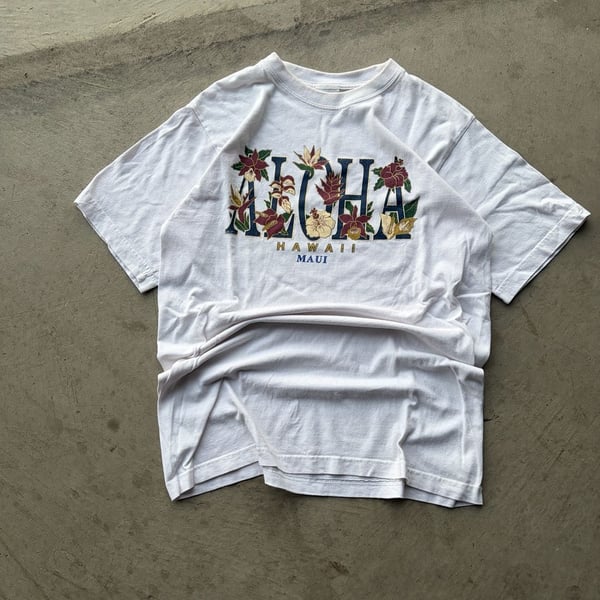 CH Gold Series Aloha Hawaii Maui T-Shirt Size M White Floral