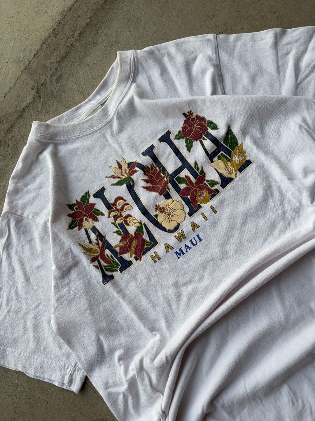 CH Gold Series Aloha Hawaii Maui T-Shirt Size M White Floral 2