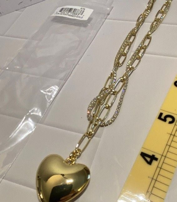 Uncommon James Intertwined Gold Necklace Heart Pendant Paperclip Chain 4