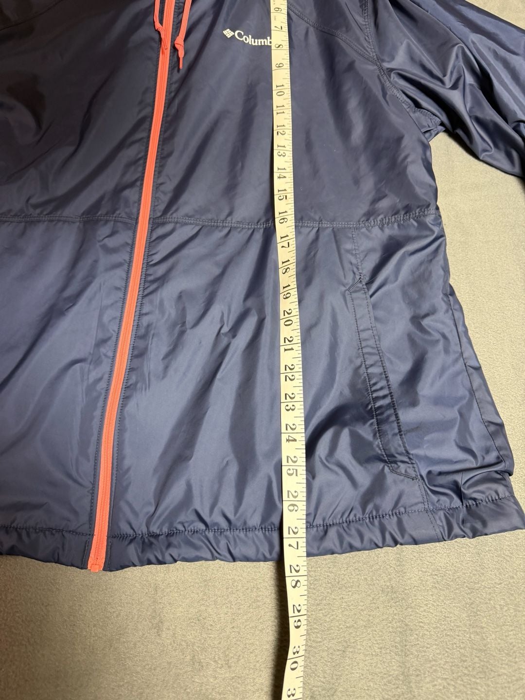 Columbia Full Zip Windbreaker Jacket Size XL Blue Hooded 8