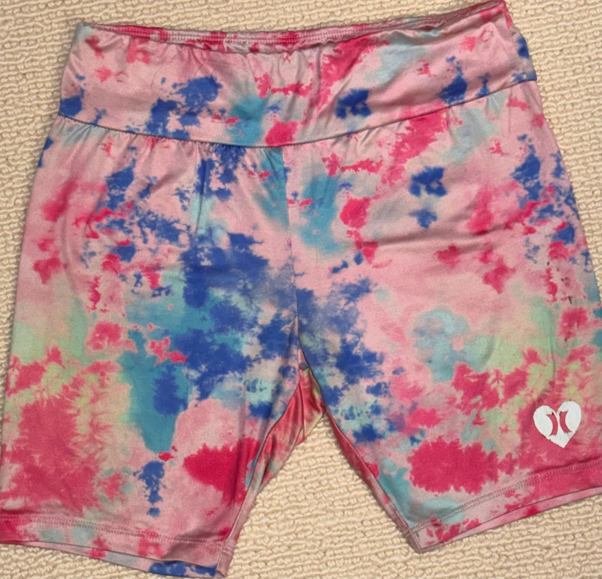 Hurley Tie Dye Shorts Pink Blue Green Heart Logo 2