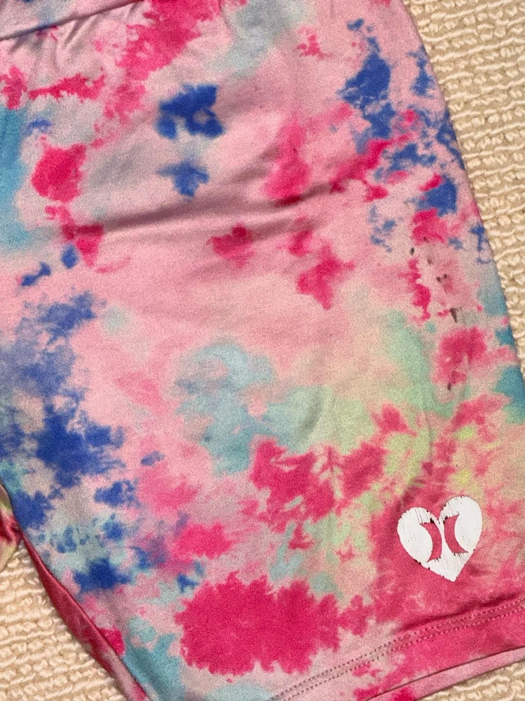Hurley Tie Dye Shorts Pink Blue Green Heart Logo 3