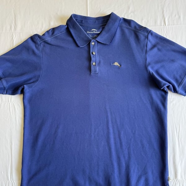 Tommy Bahama Polo Shirt Size XL Blue Supima Cotton Short Sleeve Marlin Logo