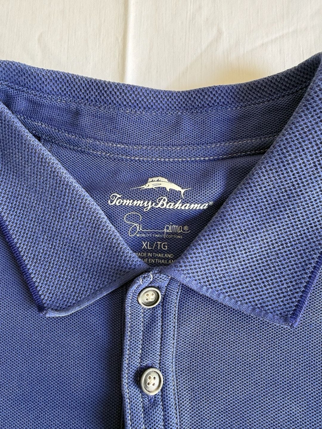 Tommy Bahama Polo Shirt Size XL Blue Supima Cotton Short Sleeve Marlin Logo 3