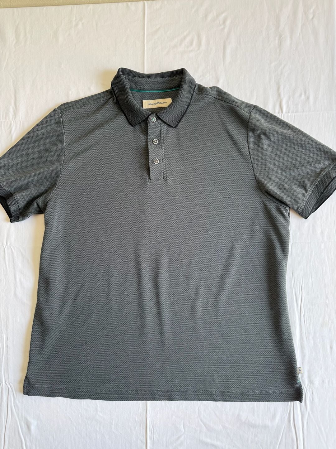 Tommy Bahama Polo Shirt Size XL Gray Textured Short Sleeve Modal Blend 2