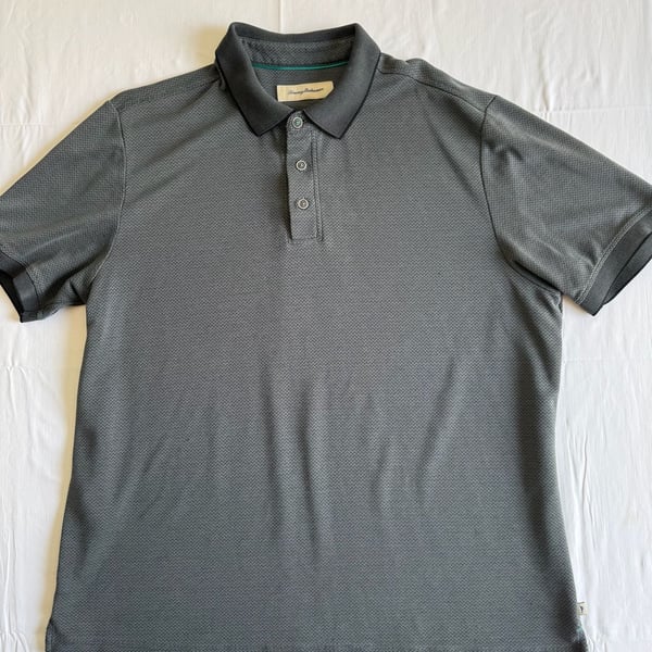 Tommy Bahama Polo Shirt Size XL Gray Textured Short Sleeve Modal Blend