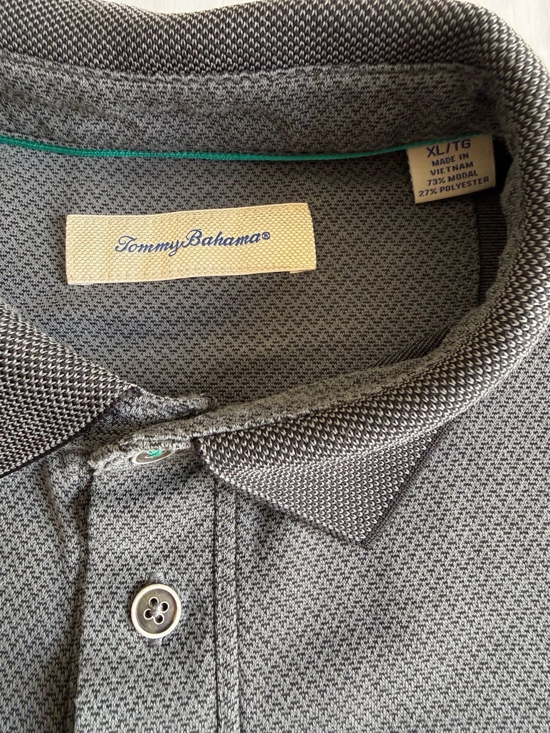 Tommy Bahama Polo Shirt Size XL Gray Textured Short Sleeve Modal Blend 3