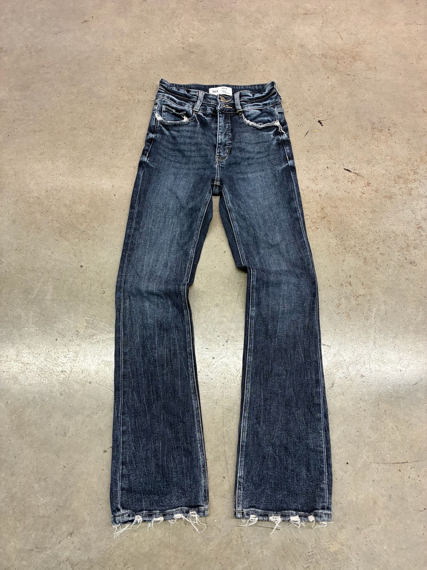 BKE Billie Slim Fit High Rise Tailored Bootcut Jeans Size 25x31.5 Dark Wash 2