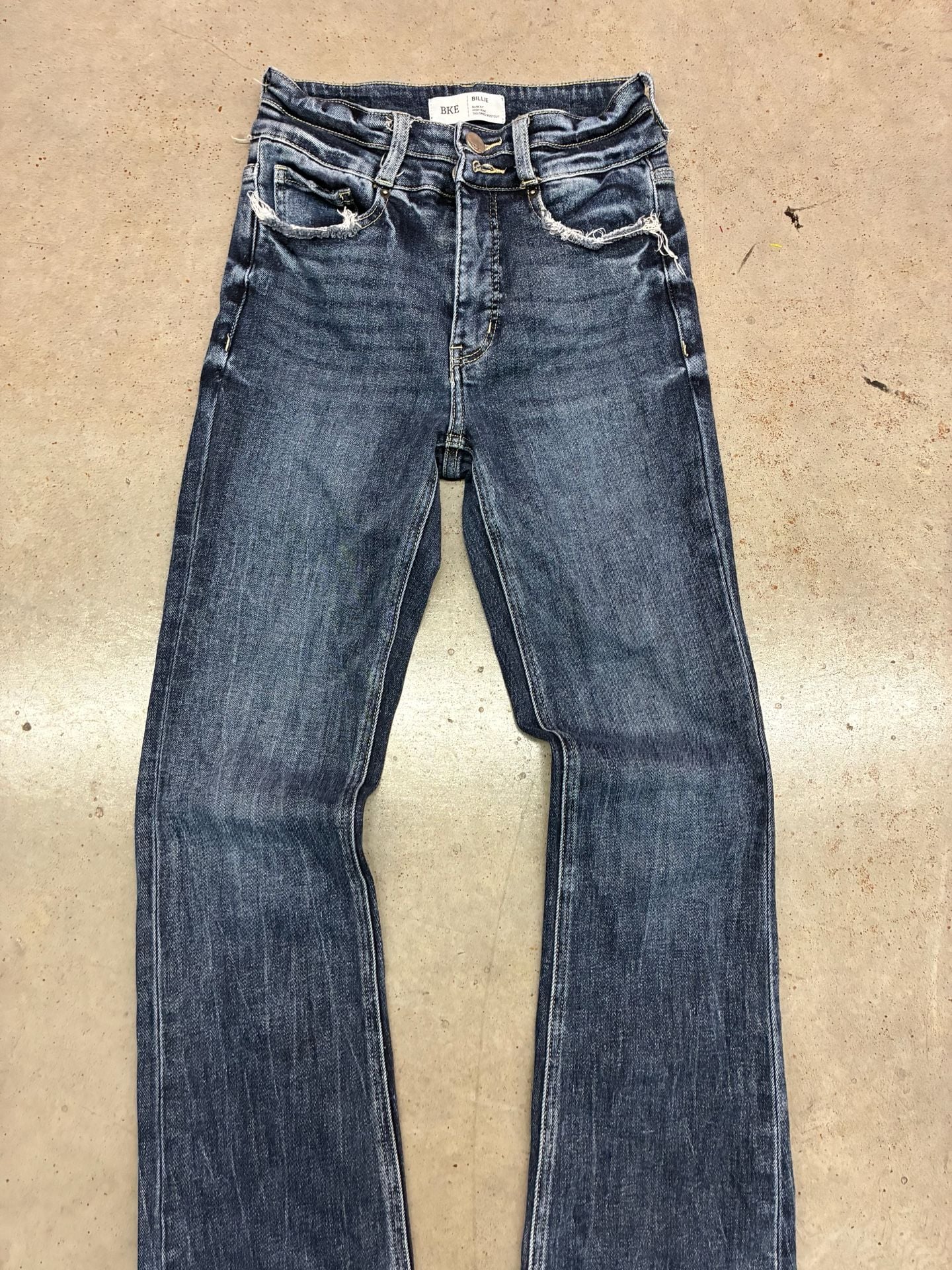 BKE Billie Slim Fit High Rise Tailored Bootcut Jeans Size 25x31.5 Dark Wash 3