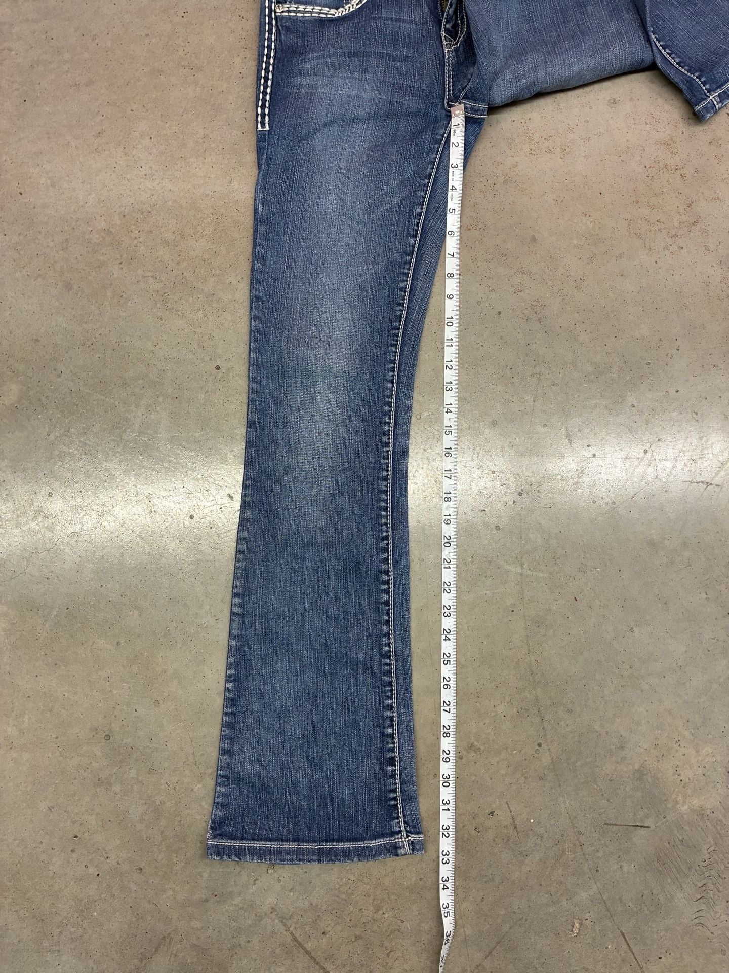 A.idol USA Bootcut Jeans Size 9 Blue Denim Rhinestone Embroidered 8