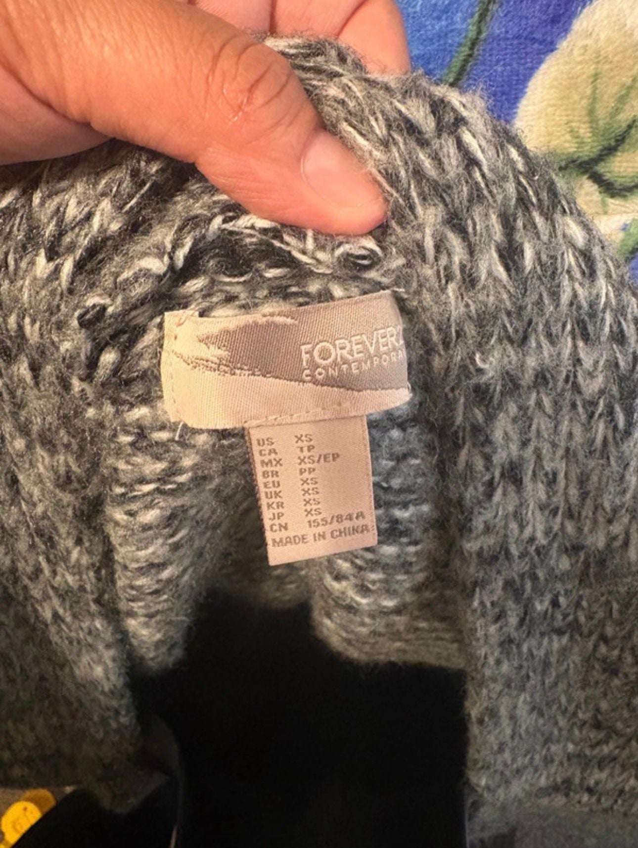 Forever Contemporary Gray Black White Striped Open Front Cardigan XS 4